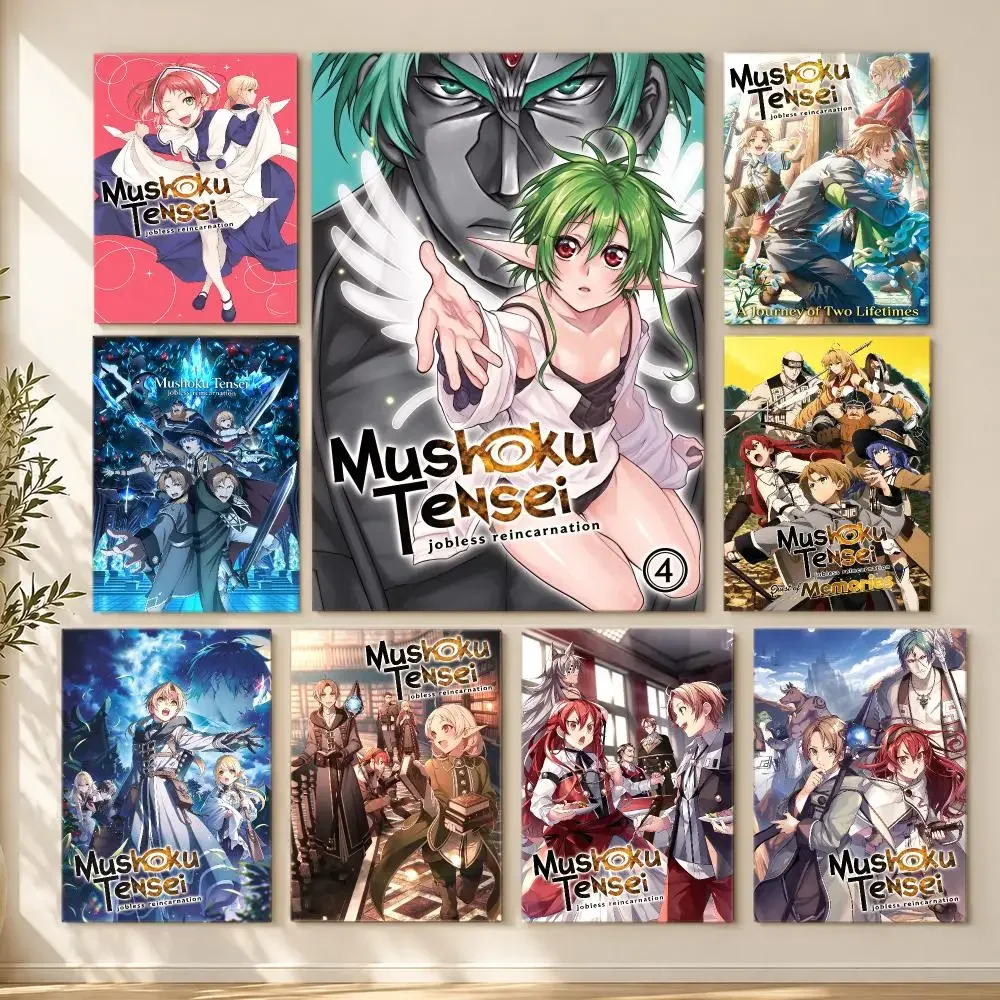 anime Mushoku Tensei：Jobless Reincarnation HD Poster Printing Self Adhesive Poster for Living Room Bedrooms Home Decor Gift