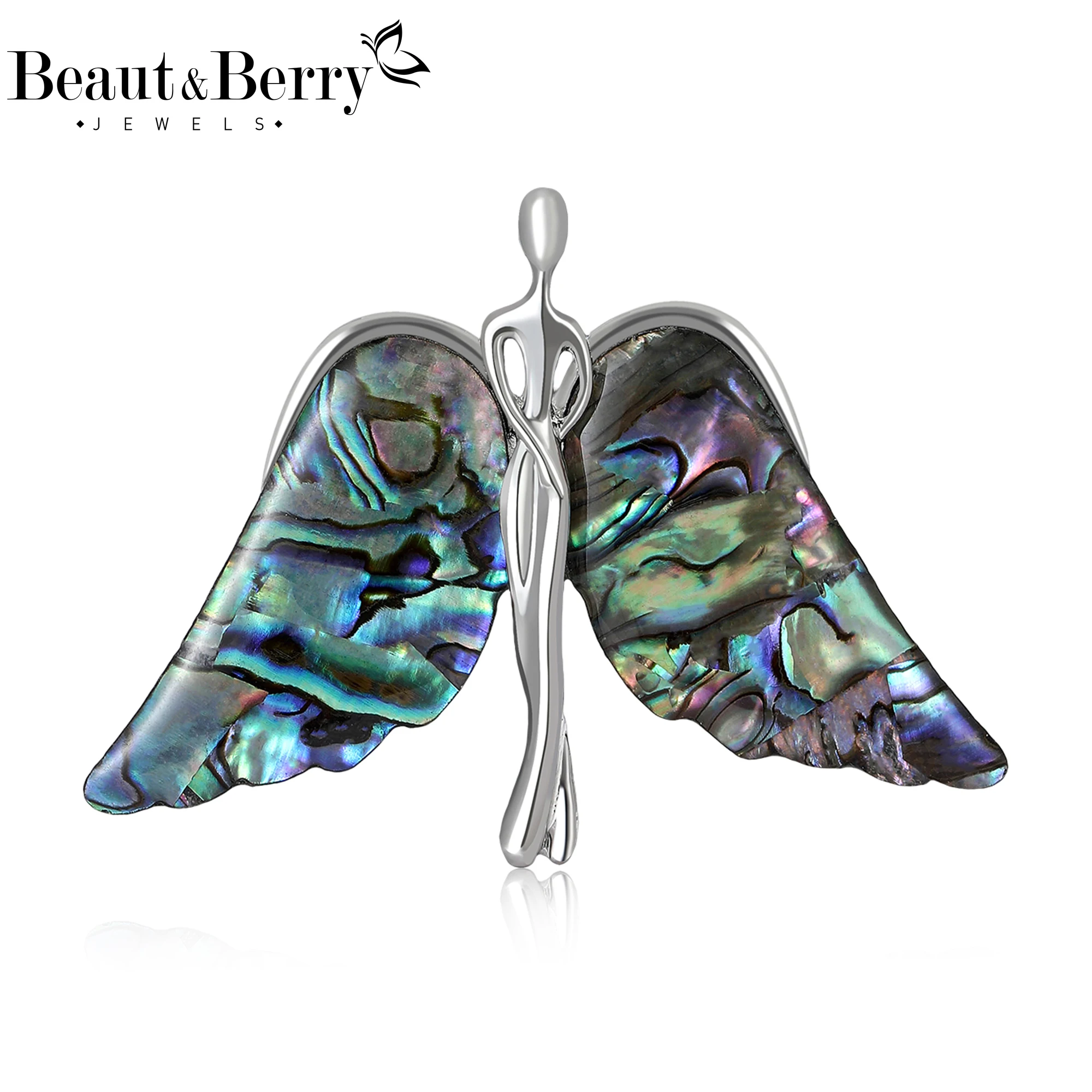 

Beaut&Berry Luxury Enamel Abalone Shell Angel Brooches for Women Unisex Figure Pins Casual Party Jewelry Accessories Gifts