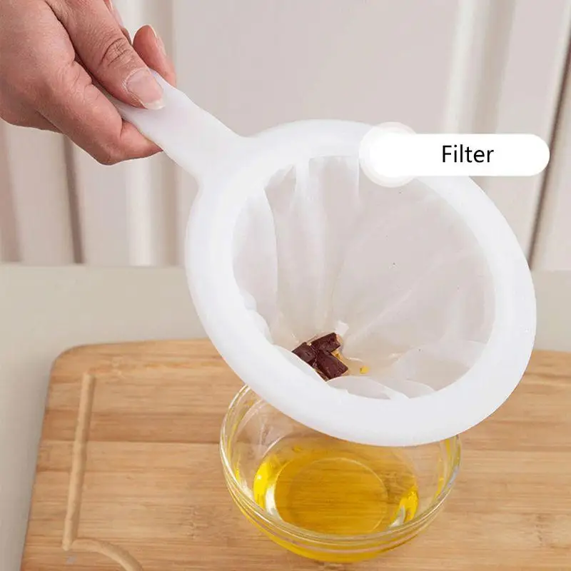 

MOLF Reusable Nylon Super Fine Colander Mesh Sieve Strainer Handle for Honey Soymilk