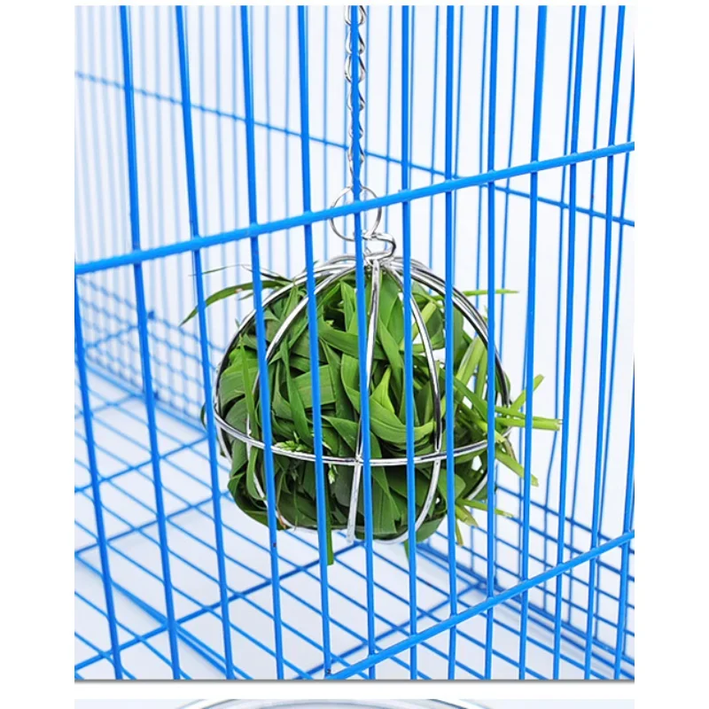 Stainless Steel Round Sphere Feed Dispense Exercise Hanging Hay Ball Guinea Pig Hamster Rabbit Electroplating Grass Ball Pet Toy