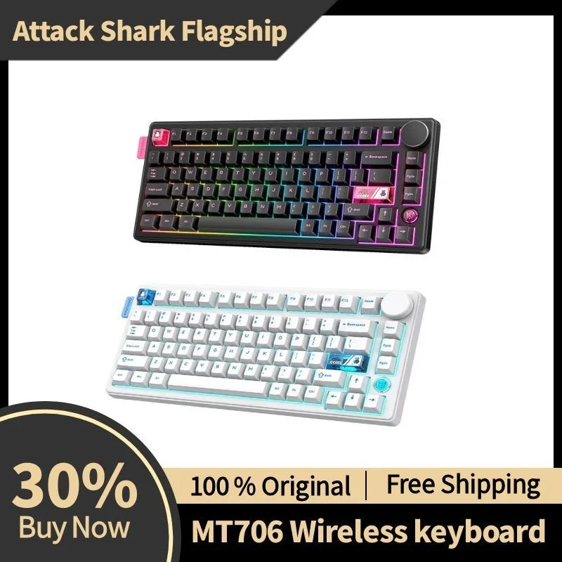 Onikam MT706 Wireless Mechanical Keyboard Hot-swappable Custom Keycaps Multi-function Knob Customization Gaming Keyboard
