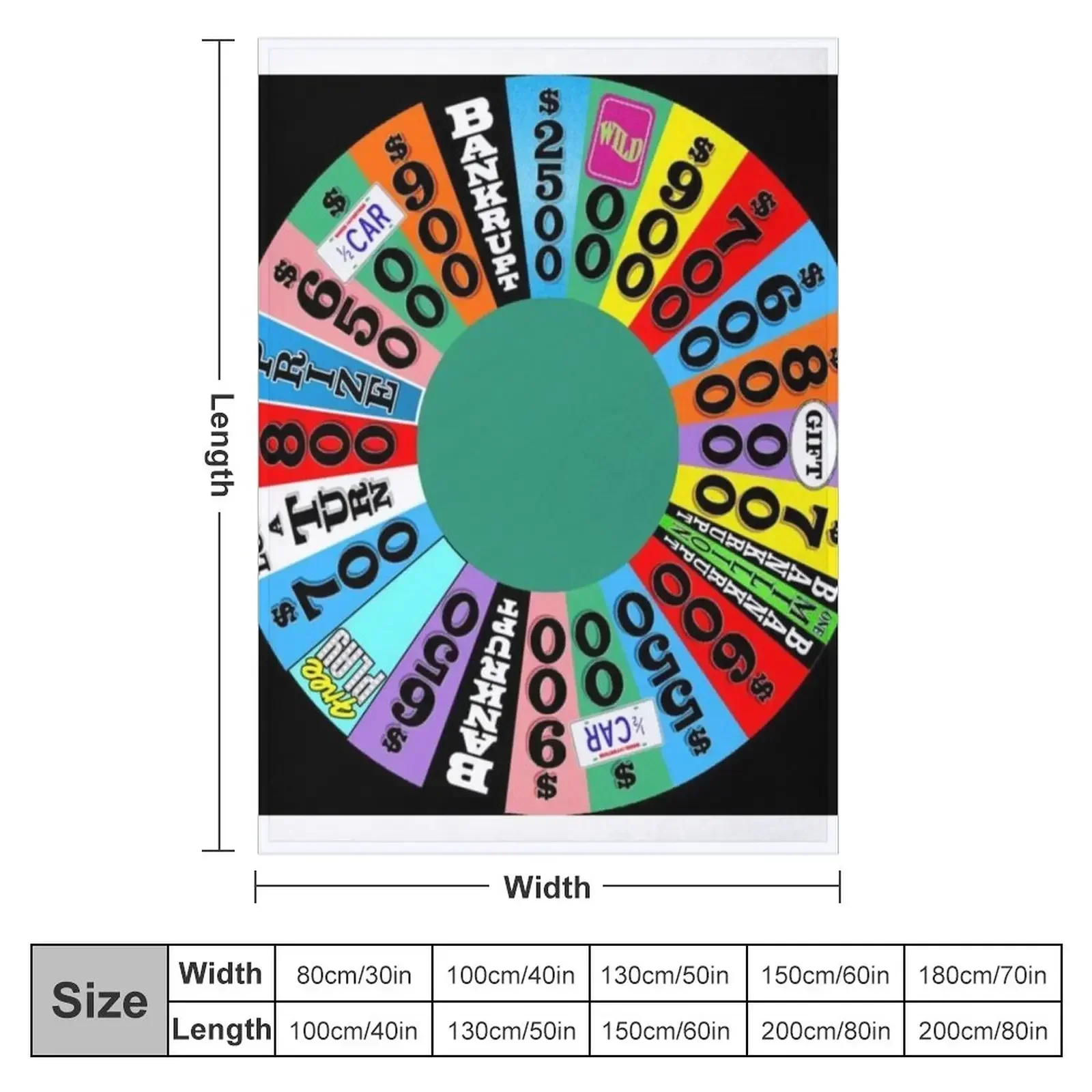 Wheel with prizes, $ amounts Throw Blanket couch cozy soft plush fuzzy picnic outdoor blanket