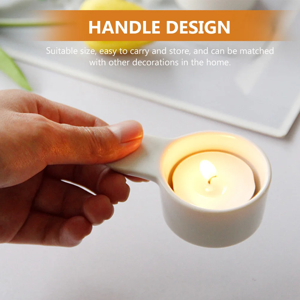 

2Pcs Ceramic Candleholder Round Shape Modern Style Decorative Home Desktop Stand Ceramic Holder for Home