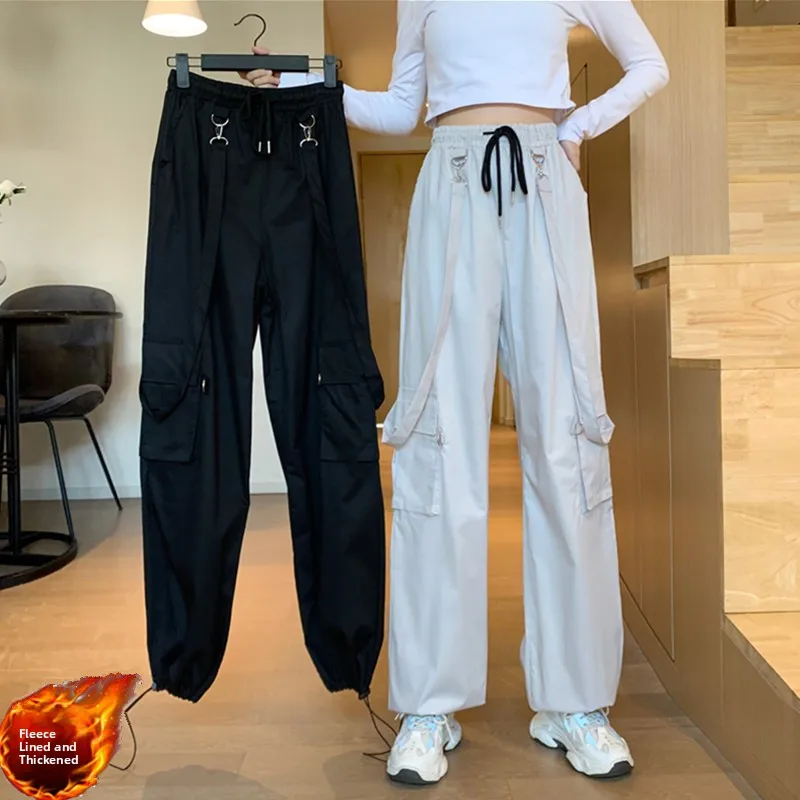 

Женские брюки-карго с высокой талией, универсальные, для работы и повседневной носки, осенне-зимние, модный дизайн, утягивающие