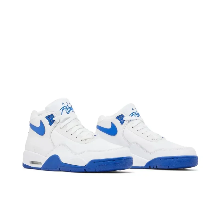 NIKE New listing Flight Legacy Classic Retro Mid-top Basketball Shoes Comfortable Shock Absorption Men's White and Blue Colorway