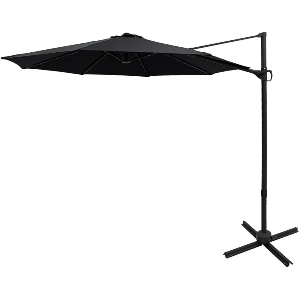 10 Foot Outdoor Terrace Umbrella with Base Rotating and Tilting - Black Outdoor Umbrella