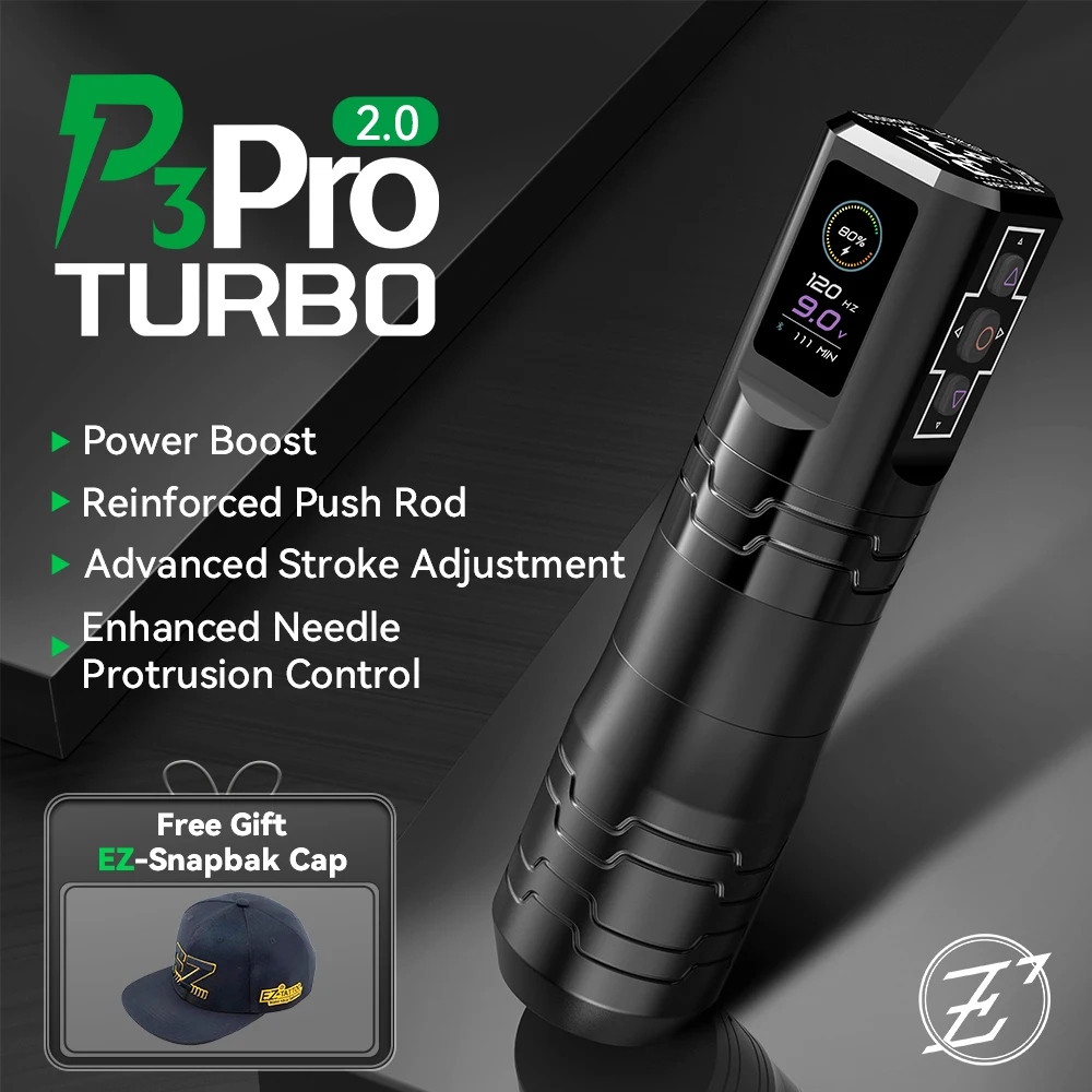

EZ P3 Pro Turbo 2.0 Upgrade Direct Drive Wireless Tattoo Machine with Adjustable Stroke 5.0mm Battery 1600mAh For Tattoo Artist