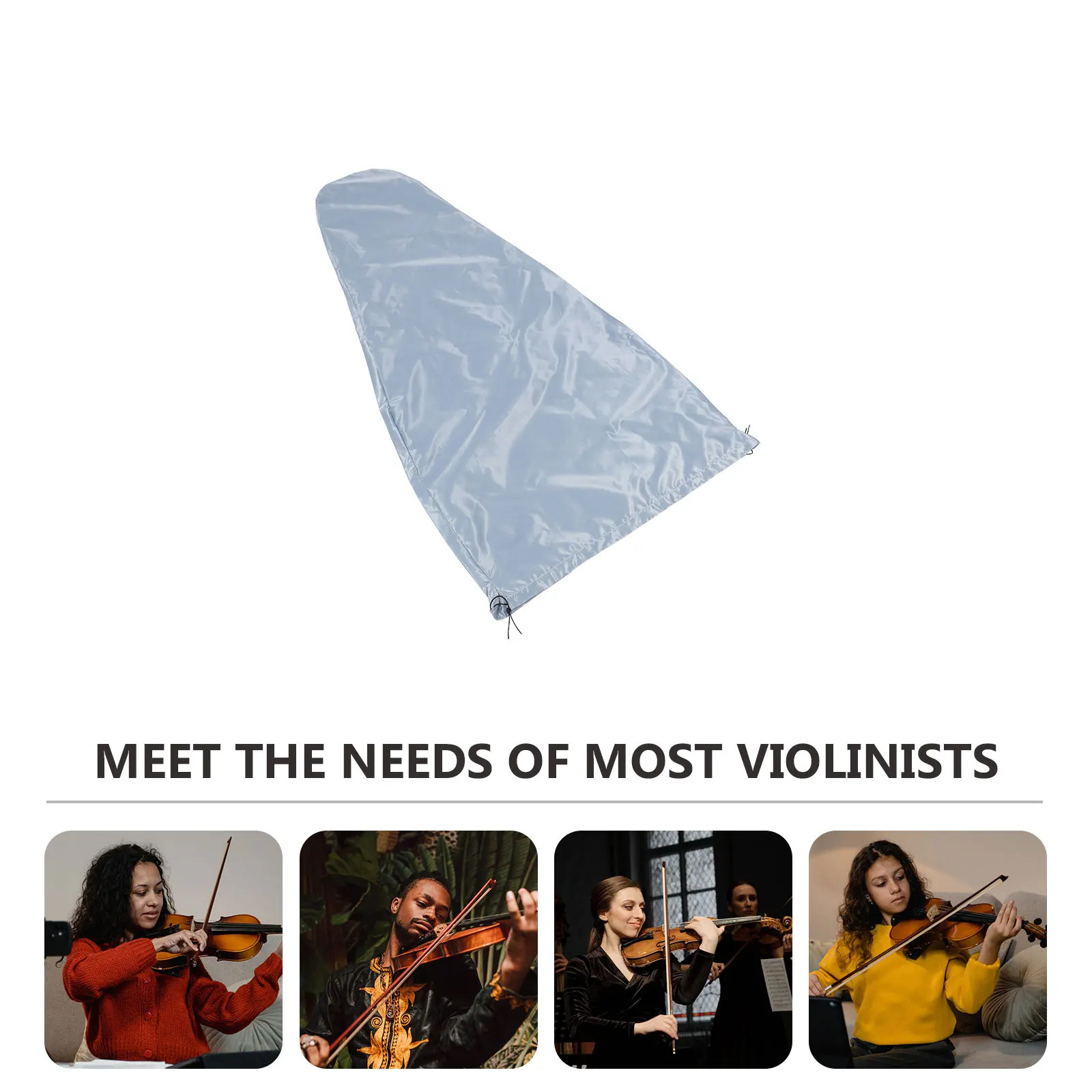 

Protective Violin Dust Cover Case Comfortable Light Grey Silk Cloth Accessories