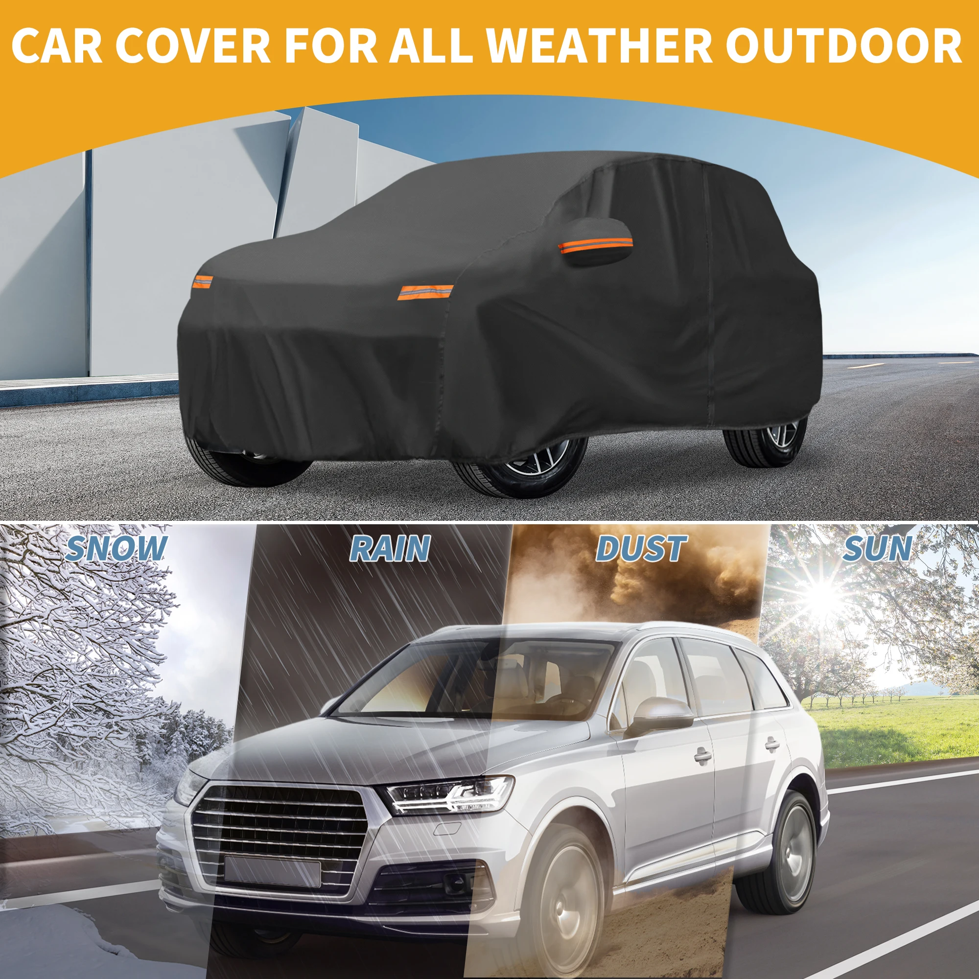 

Uxcell Car Cover All Weather for Mazda Cx-9 Black 190T-Pu with Left Zipper