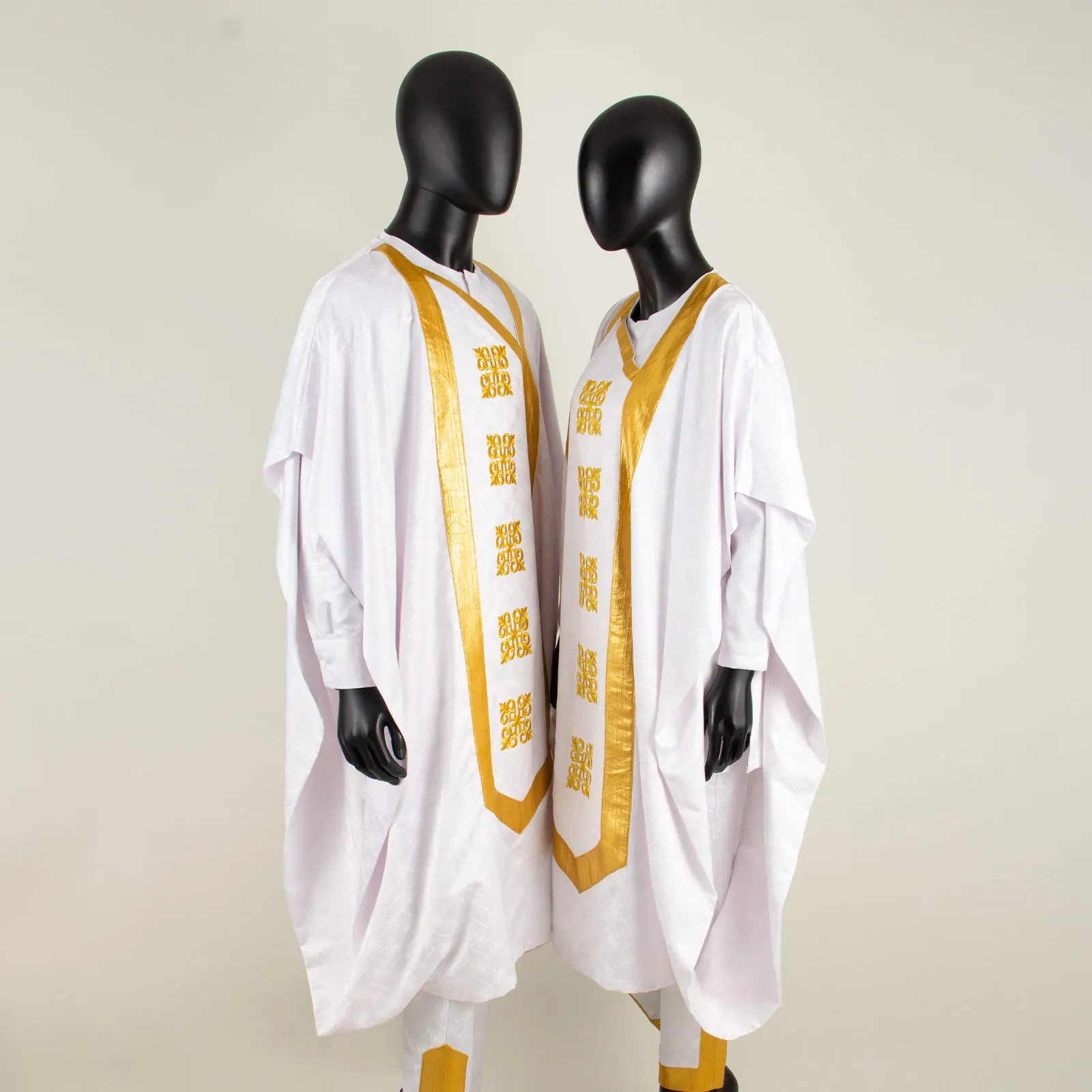 African Couple Dress for Wedding Robe Shirt Pants 3 Pieces for Women Matching Men\'s Clothing Set Evening Party Prom Y23C099