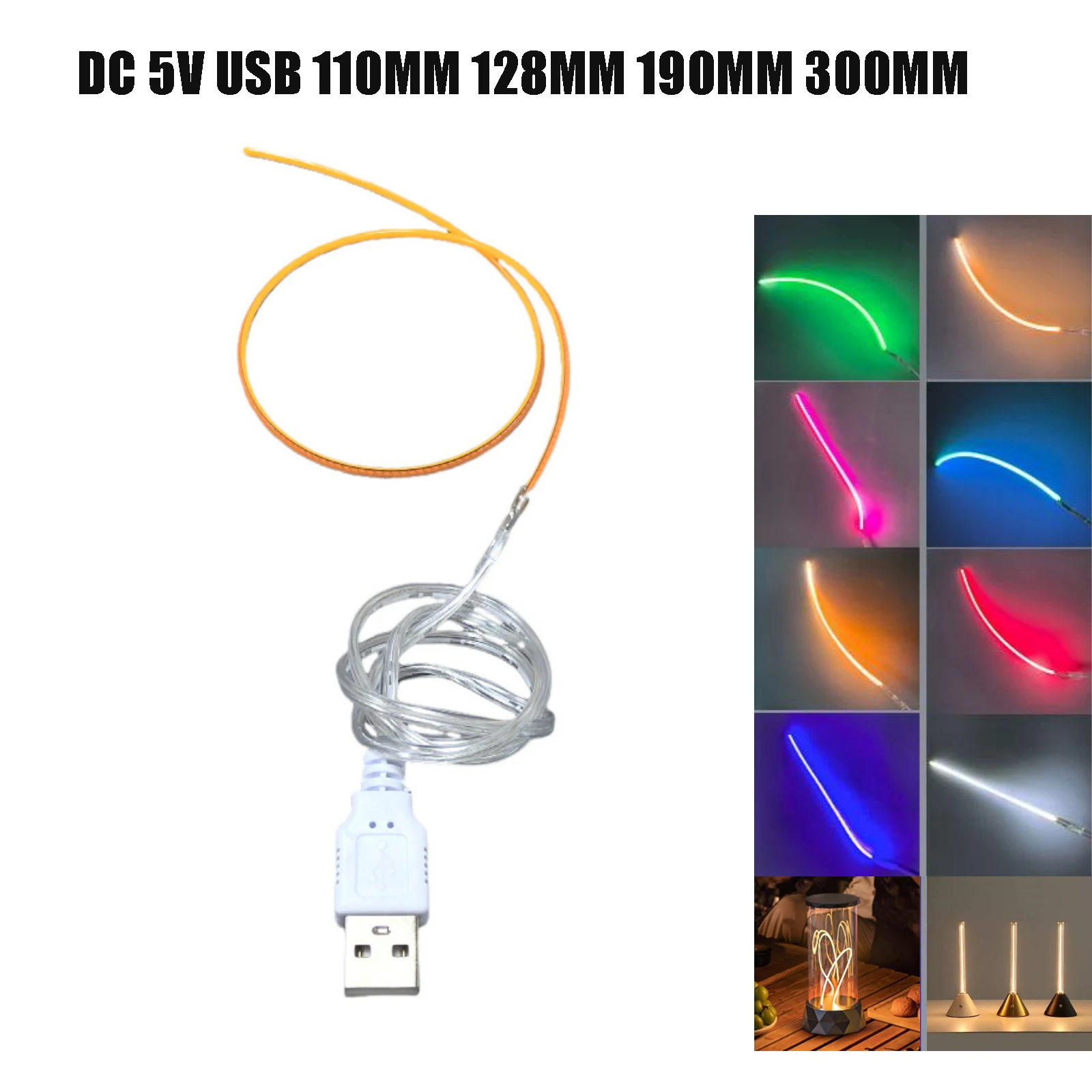 DC5V USB Flexible LED Filament 360° Luminous Bendable Edison Bulb Parts Diode DIY Accessories Diode 110mm 128mm 190mm 300mm
