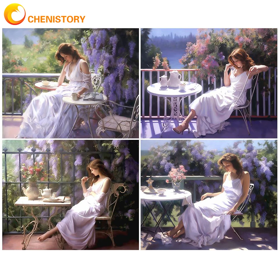 

CHENISTORY 60x75cm Oil Paint By Numbers Kits Figure Painting DIY Painting By Numbers On Canvas Frameless Landscape Home Decor