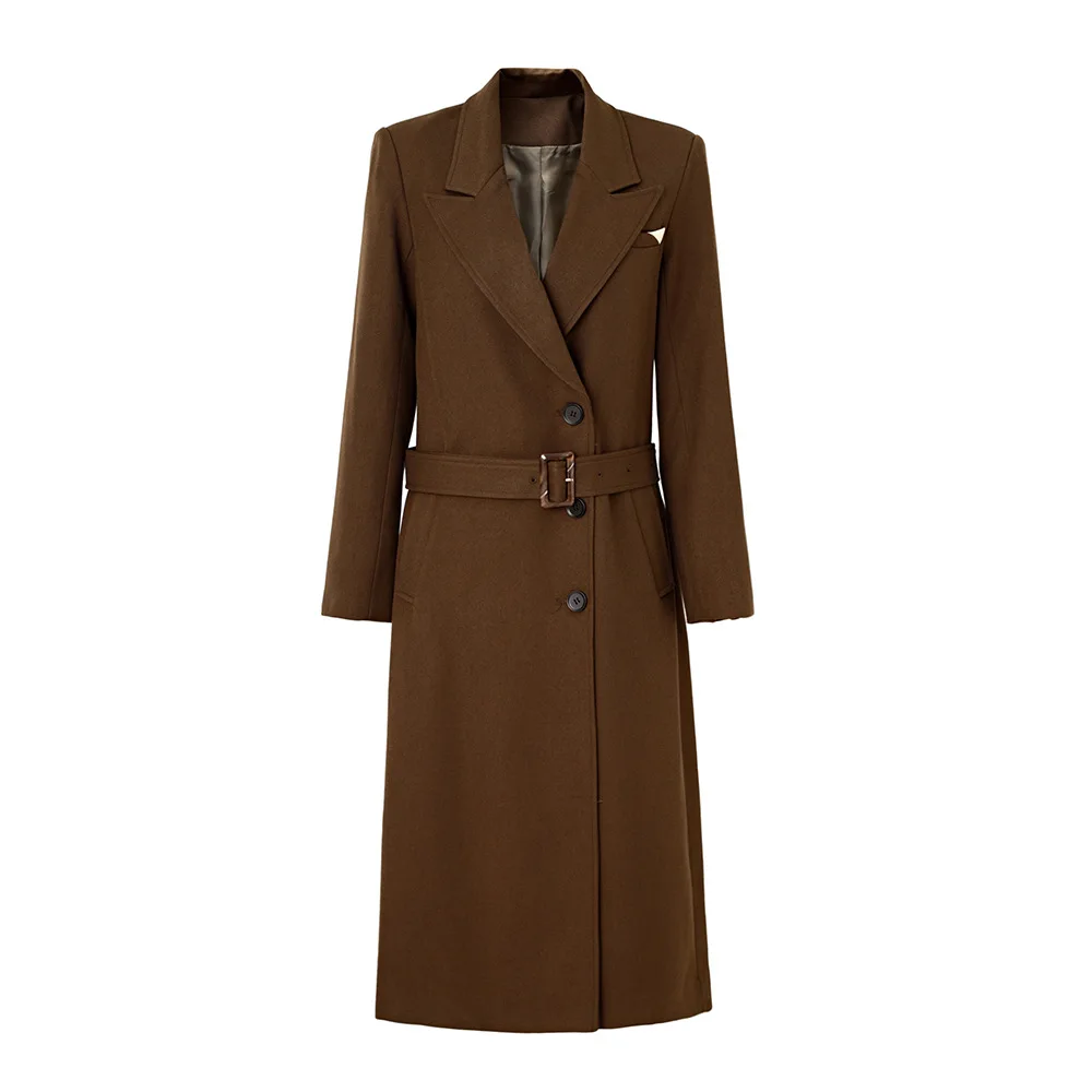 Autunno inverno lungo Trench donna nuovo di alta qualità lungo monopetto con lacci giacca a vento nero marrone Beige cappotto lungo 2023