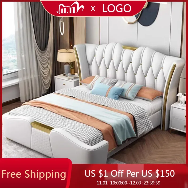 

Queen European Bed Double Modern Whitr Wood Frame Bed Twin Frame Double Headboard Girl Cabeceira De Cama Box Casal Furniture