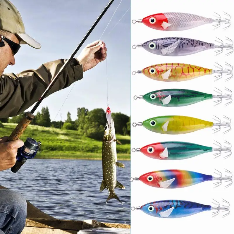 Squid Lures Fishing Saltwater Fishing Lures Bait Heavy Duty & Stable Artificial Baits Tempting Attractive Luminous Assist Hooks