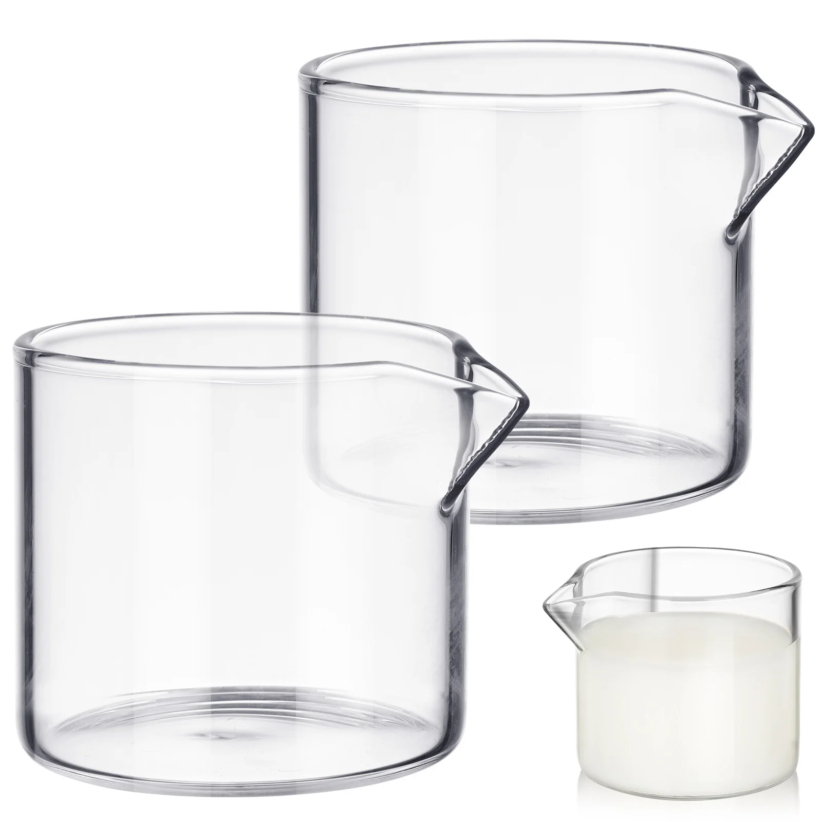

2Pcs Premium Glass Milk Jugs Coffee Cups Multipurpose Containers Home Kitchen Use Milk Pitcher Glass Cup