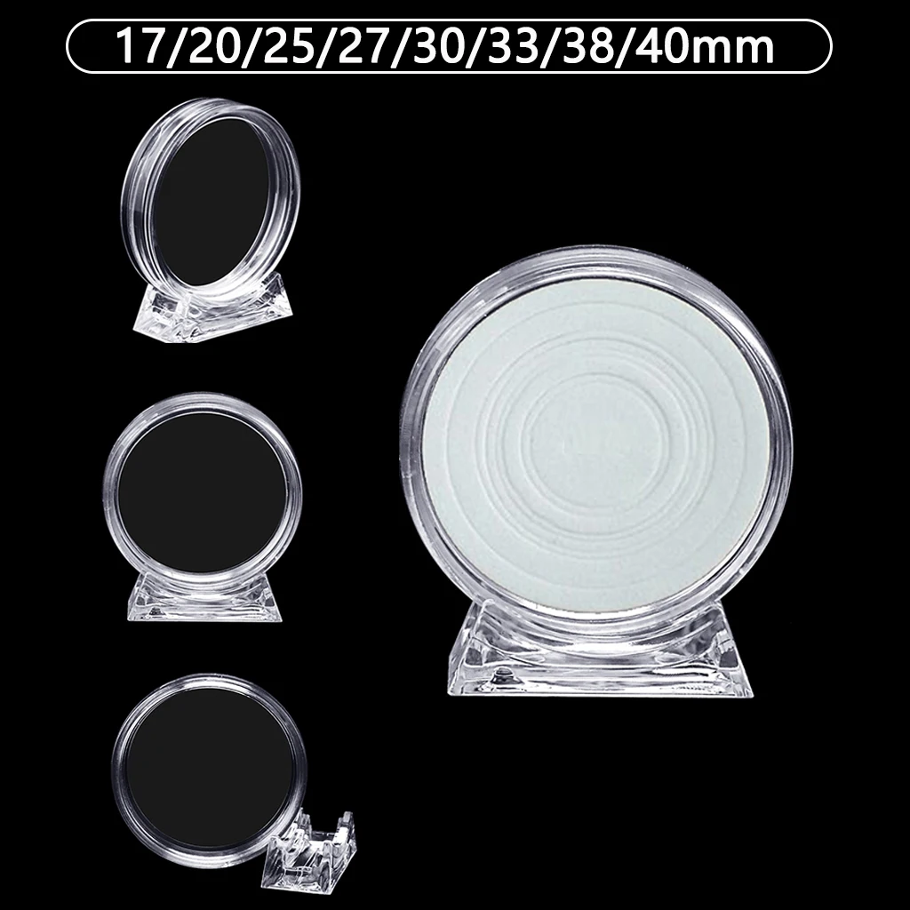 10Pcs Collectable Coin Capsule Case Display Stand with 7 Sizes Gasket for 17/20/25/27/30/33/38/40mm Coin Collection Holder