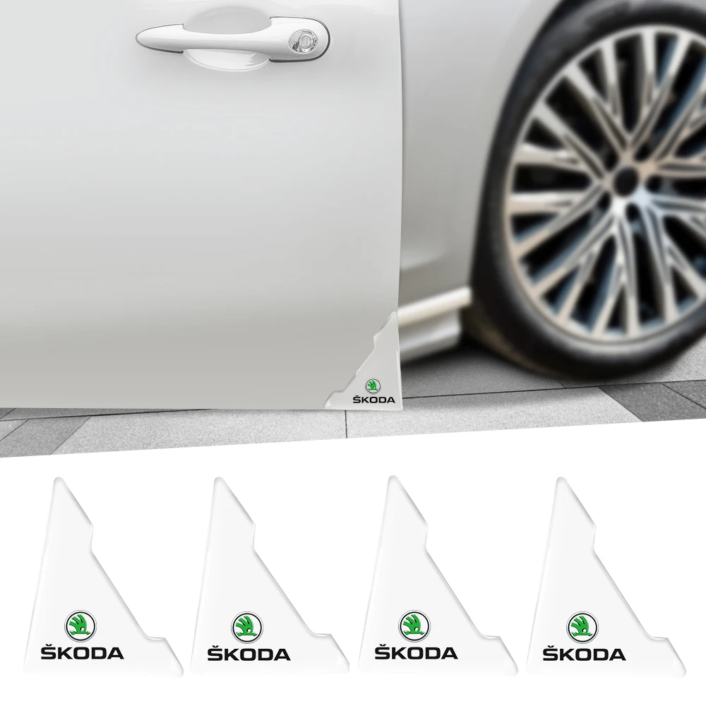 

2/4Pcs Transparent Car Door Corner Cover Anti Collision Protection Sticker For Skoda Yeti Octavia Fabia Superb Rapid Kamiq Karop