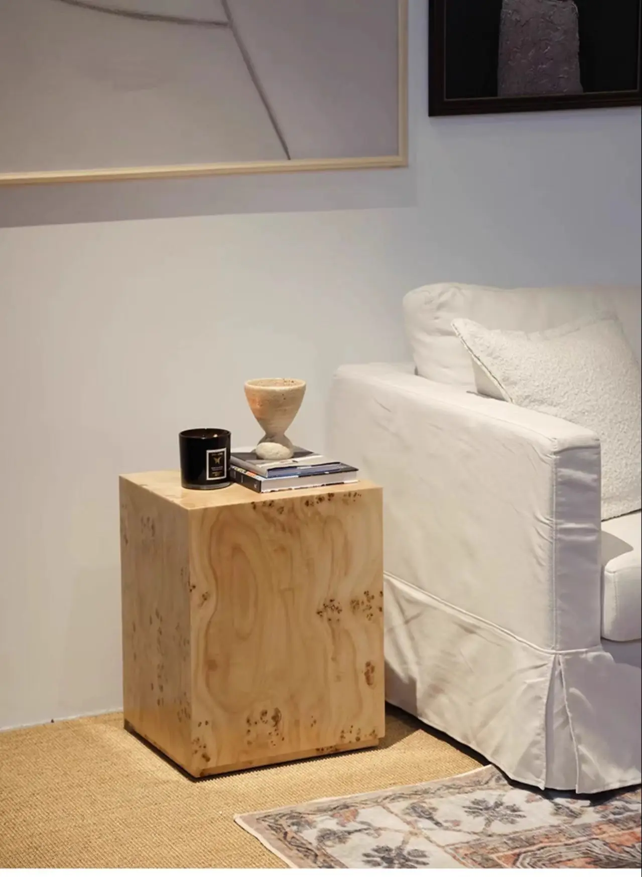 

Light luxury retro style bedroom nightstand,square solid wood living room side table,simple multifunctional storage box YX169LR