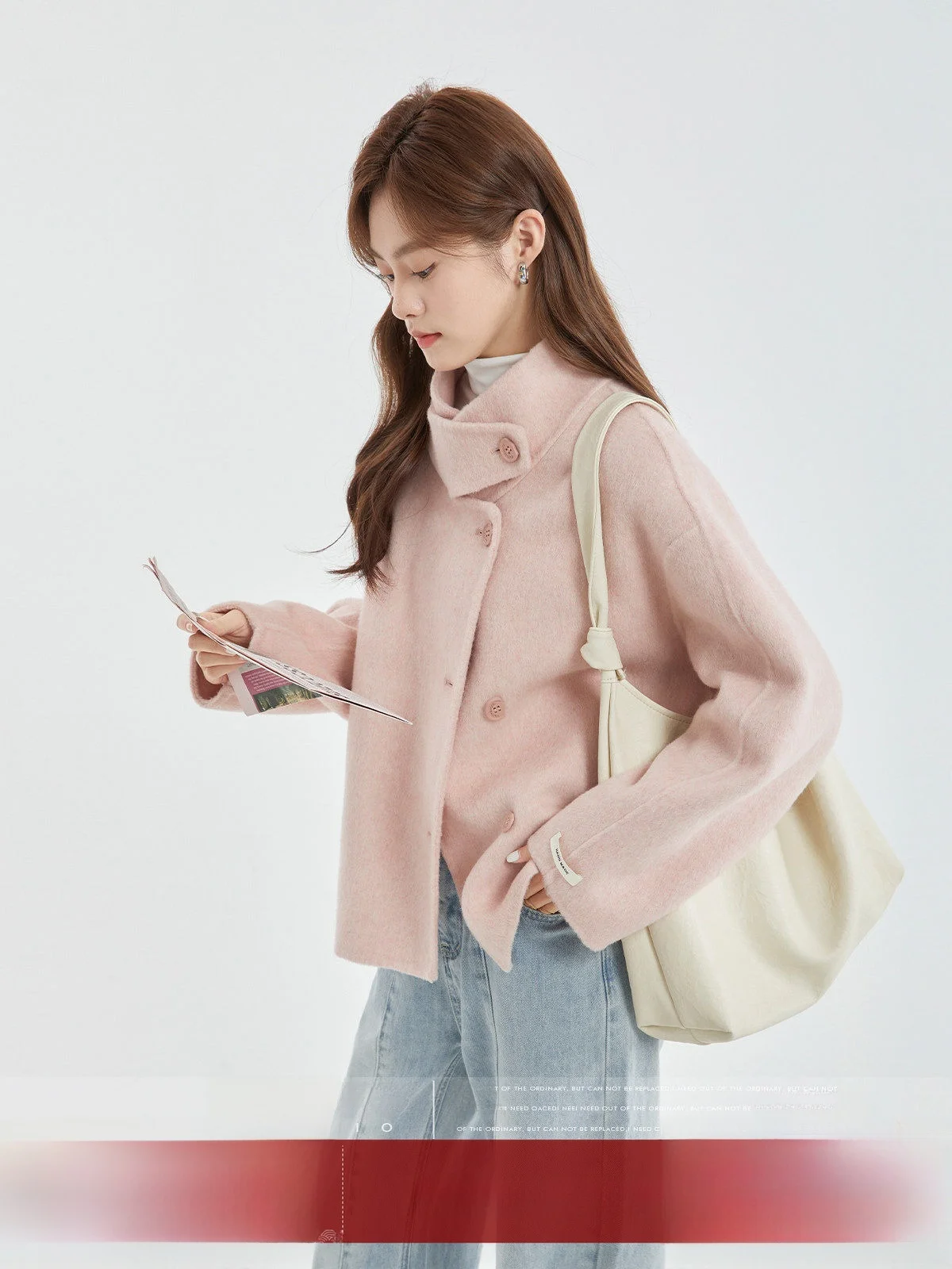 

Женское двустороннее шерстяное пальто MoZa в корейском стиле с воротником-стойкой, осенне-зимняя новинка, винтаж