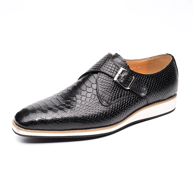 Casual Men Shoes New Fashion Genuine Leather Business Office Natural Handmade Comfortable Buckle Classic Monk Style Men\'s  Shoe