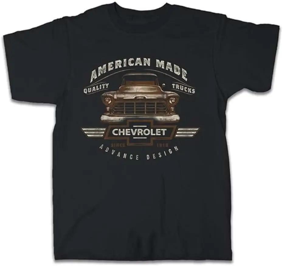 Apparel Men's Graphic T-Shirt, American Made - Throwback Chevy Tee, For Antique Classic Truck Guys 100% Cotton Trendy Y2K