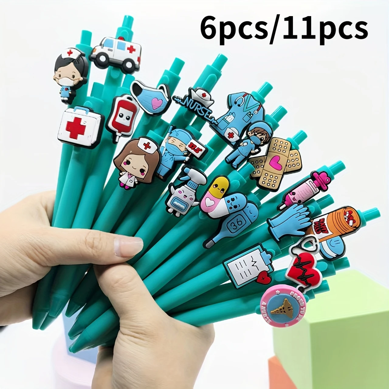 

6pcs/11pcs medical-shaped press ballpoint pens, doctor and medical care series writing pens, Nurses' Day gift stationery