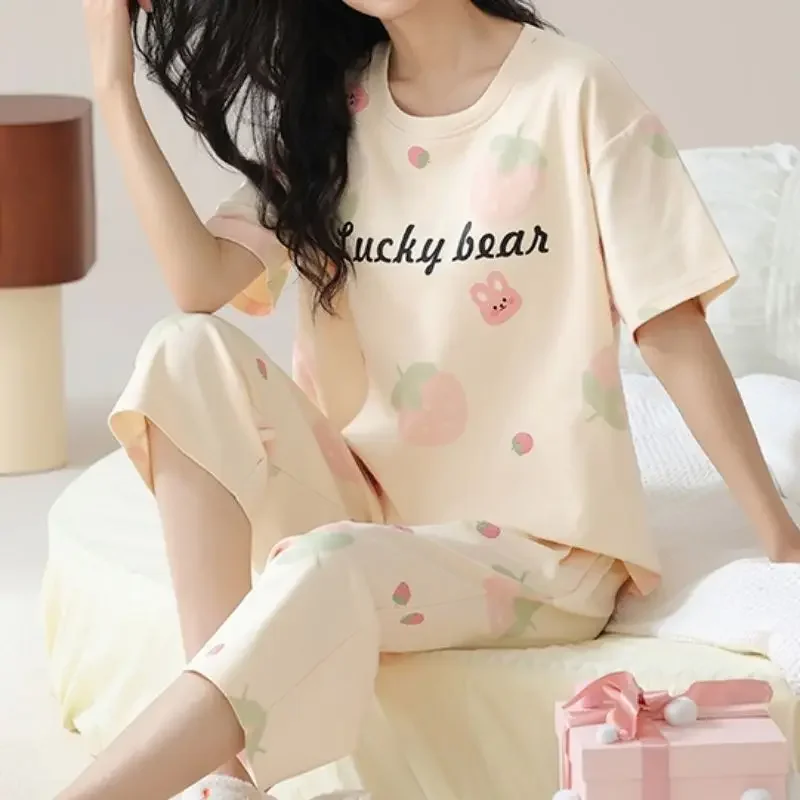 Sleepwear Women's Clothing Summer Short Sleeve Thin Home Loose Casual Soft High Quality Affordable Cool Skinny Comfortable Sweet
