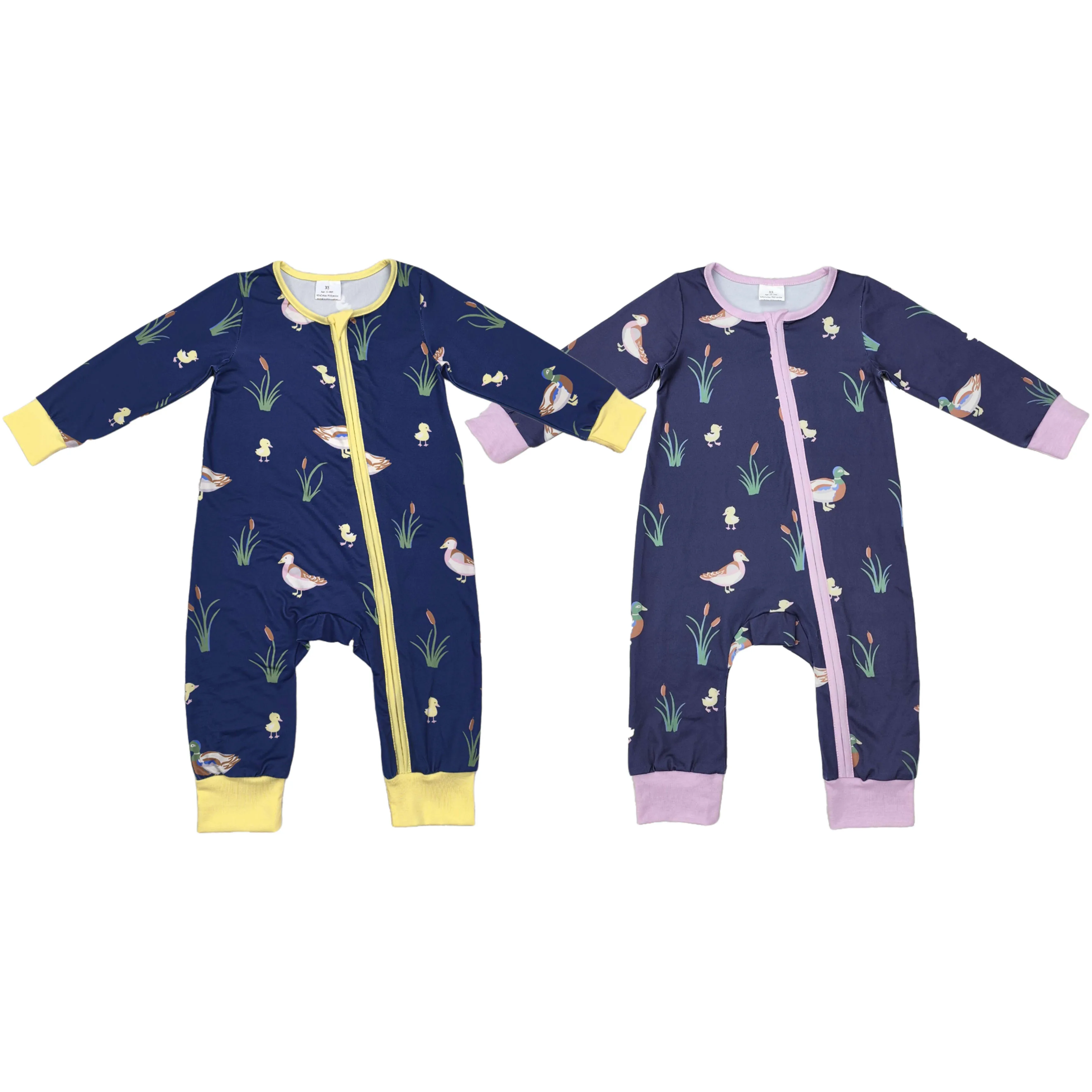 

Wholesale Baby Girl Boy Ducks Romper Kids One-piece Newborn Coverall Bodysuit Zipper Long Sleeves Jumpsuit Toddler Clothes