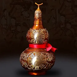 Chinese Good Luck Wu Lou Hu Lu Gourd Cucurbit for Wealth, Peaceful Copper Statue, Collectible Figure Sculpture, Charm Amulet Dec