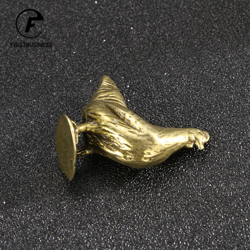 Solid Brass Animal Hen Figurines Miniature Tea Pet Funny Chicken Crafts Collection Desktop Small Ornament Home Decor