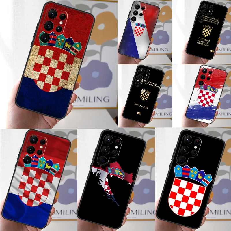 Croatia Flag Case For Samsung Galaxy S24 Ultra S23 S22 S20 S21 FE Note 10 20 Ultra S8 S9 S10 Plus Cover