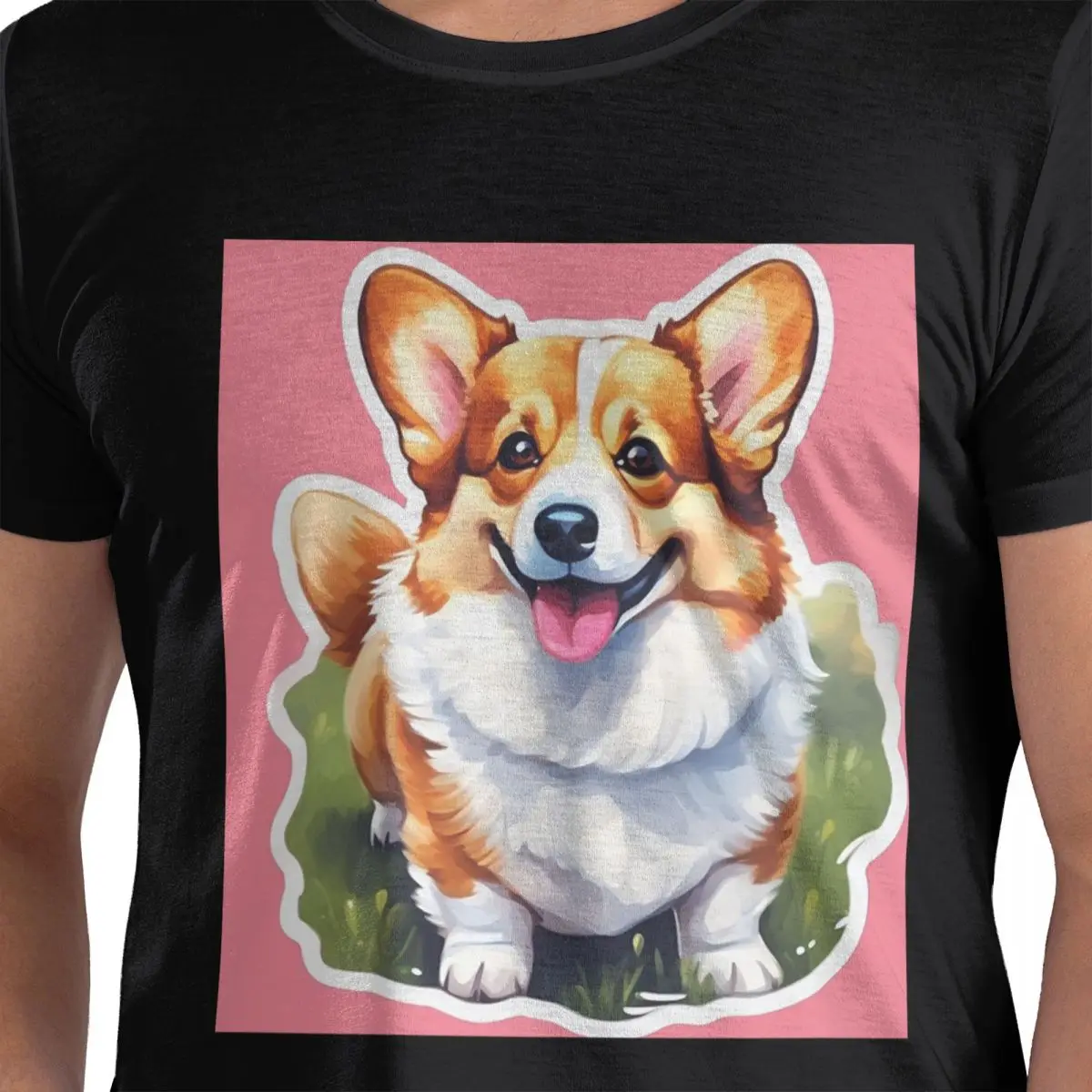 

Корги акварель 100% хлопок футболка мужские забавные футболки мужские с круглым вырезом с коротким рукавом S-6XL