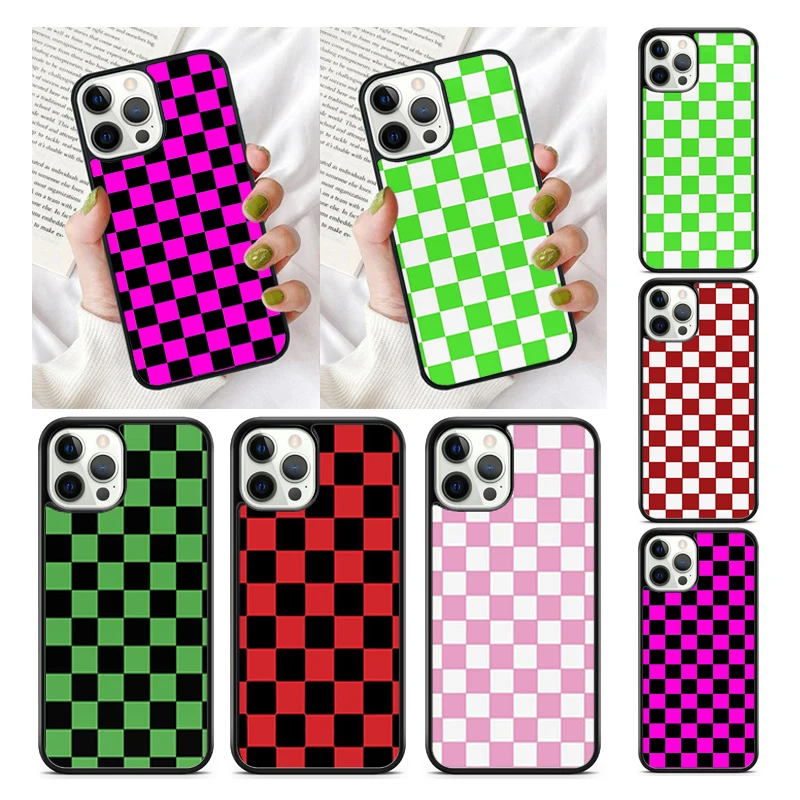 Checkerboard Plaid Checkered Phone Case Cover for iPhone 16 15 SE2020 13 14 11 12 Mini Pro Max Max 7 8 Plus coque fundas