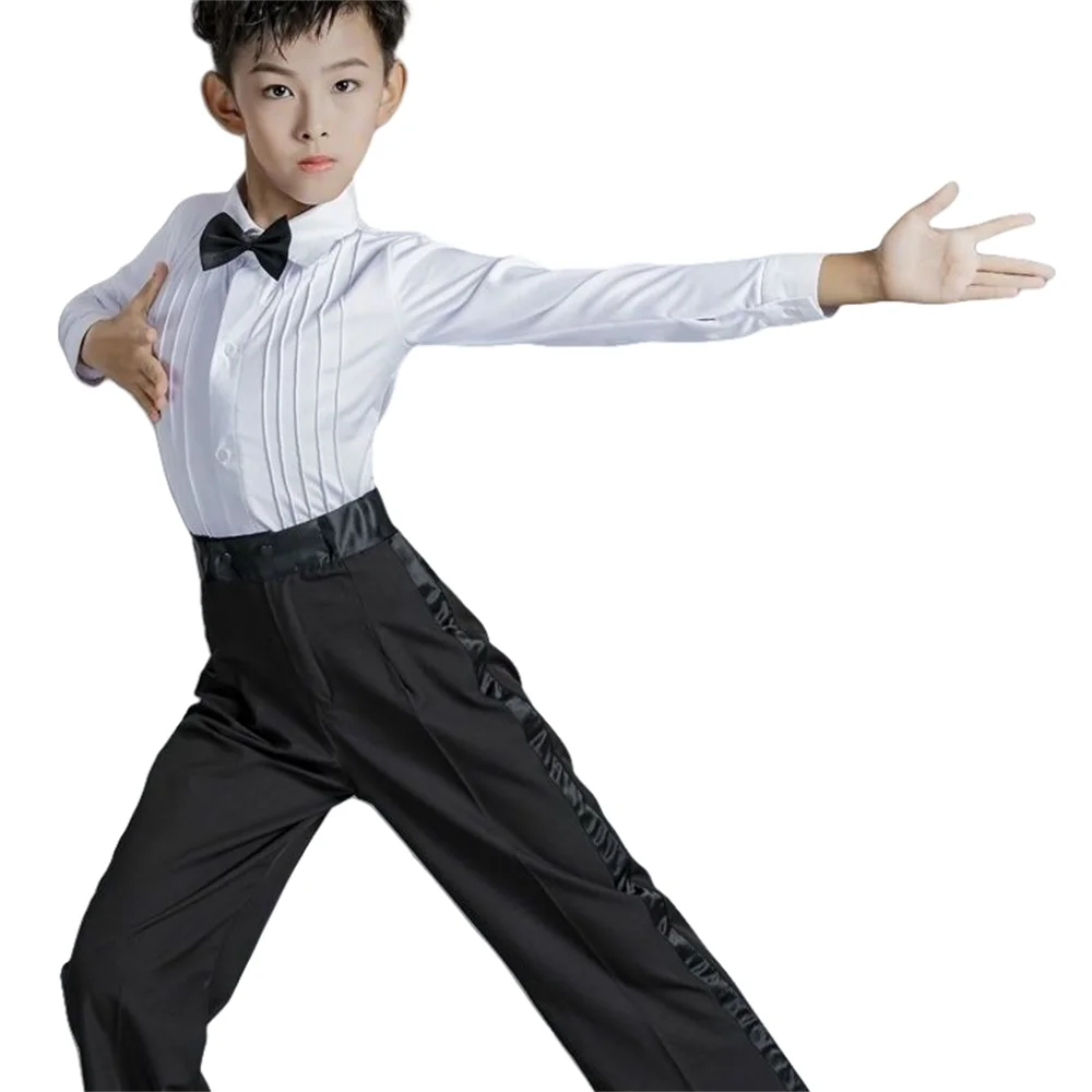 

New one-piece boy Latin dancing top Button Collar tango competition suit children's professional dance wear boy salsa shirt