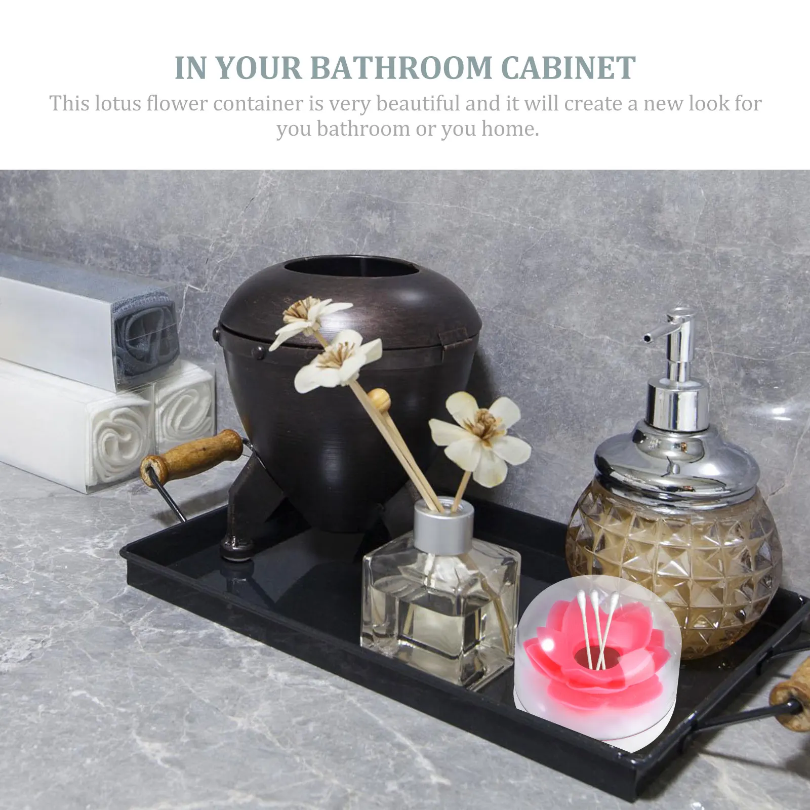 

Cotton Swab Organizer Lotus Shape Pink Detachable Petals Bathroom Kitchen Storage Lotus Toothpick Holder Toothpick Holder