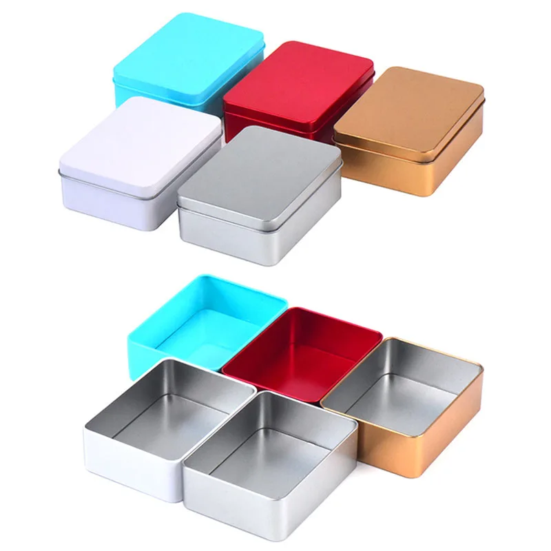 Metal Tin Box Square Photocard Storage Box Cosmetics Jewelry Desktop Case Iron Candy Chocolate Small Things Organizer Boxes