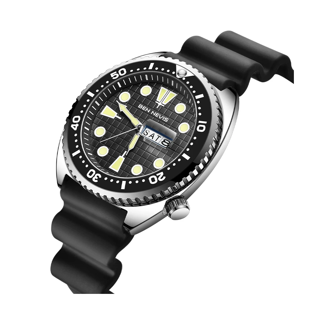 Imagem -04 - Luxo Silicone Strap Mergulho Relógio de Pulso Masculino Sports Quartz Ver Estilo Tartaruga Movimento Instalar Skx 6105 44 mm