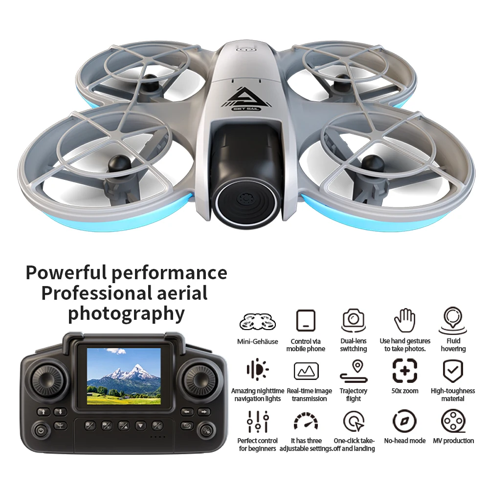 2025 HOT E69 Mini Drone  Aerial Photography Dual Camera Optical Flow Aircraft Remote  Dual Camera with Screen Quadcopter Toys
