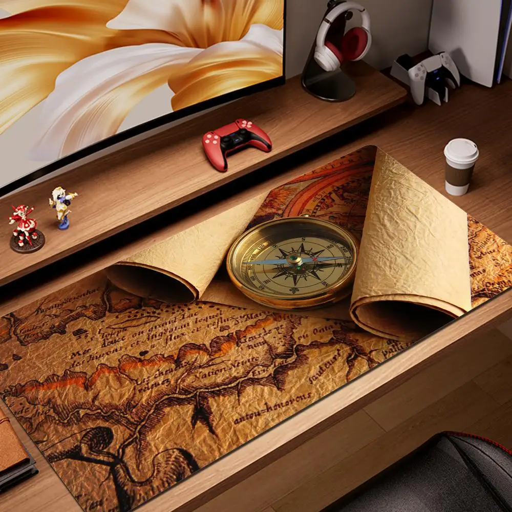 800x400 Vintage Nautical Map Large Mouse Pad Rubber Non-Slip Desk Mat Gaming Mousepad Desk Gadgets Computer Table Gaming Mat