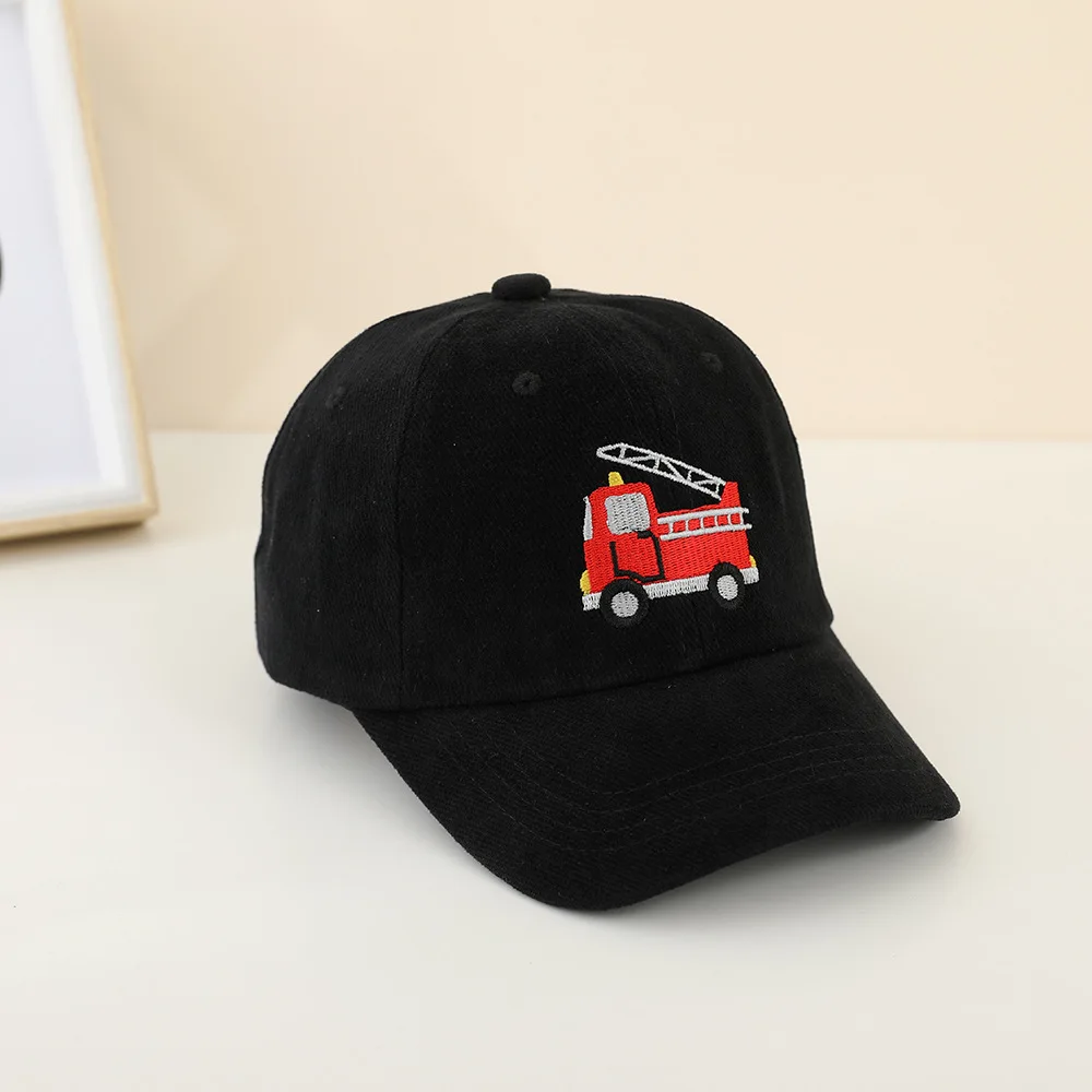 2024 New Fire Truck Embroidered Boy Baseball Hats Ultraviolet-proof Dome Kids Caps Cotton Sports Hats Summer