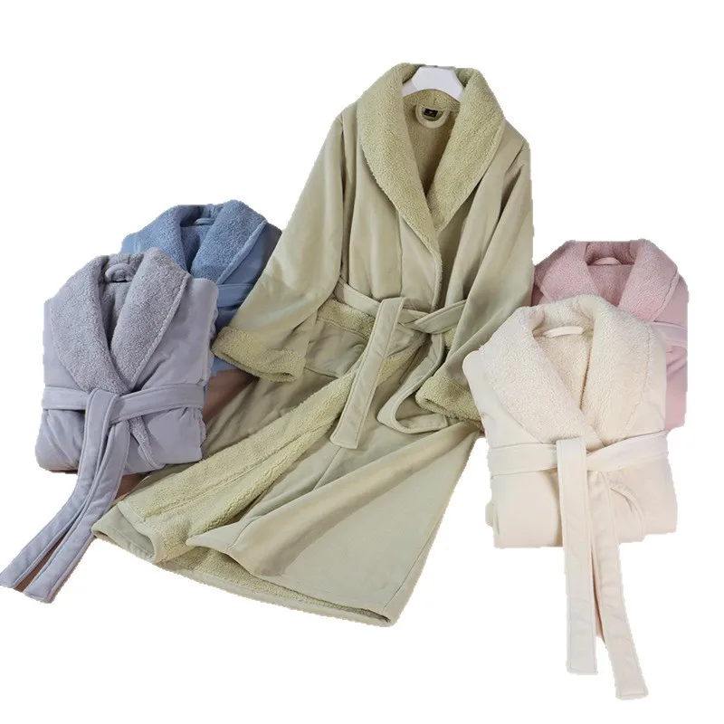 

Plus Size 3Xl Kimono Gown Women Warm Robe Long Thick Coral Fleece Bathrobe Sleepwear Winter Autumn New Loungewear Nightwear