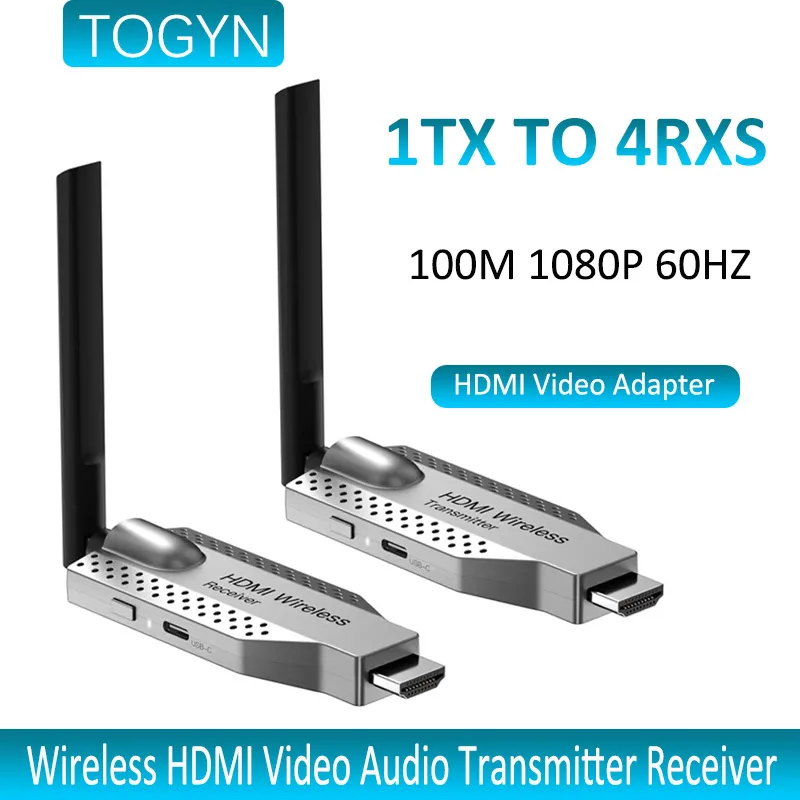 

TOGYN Plug Play 1080P 100M беспроводной HDMI видео аудио передатчик приемник удлинитель адаптер для ТВ монитор проектор ноутбук ПК