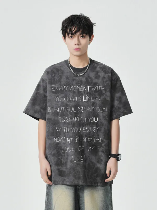 

Waed American Sle Tie Dye ort Sve T-irt Men's Casual Summer Loose Fit round Ne Breathable Polyester Cotton Blend