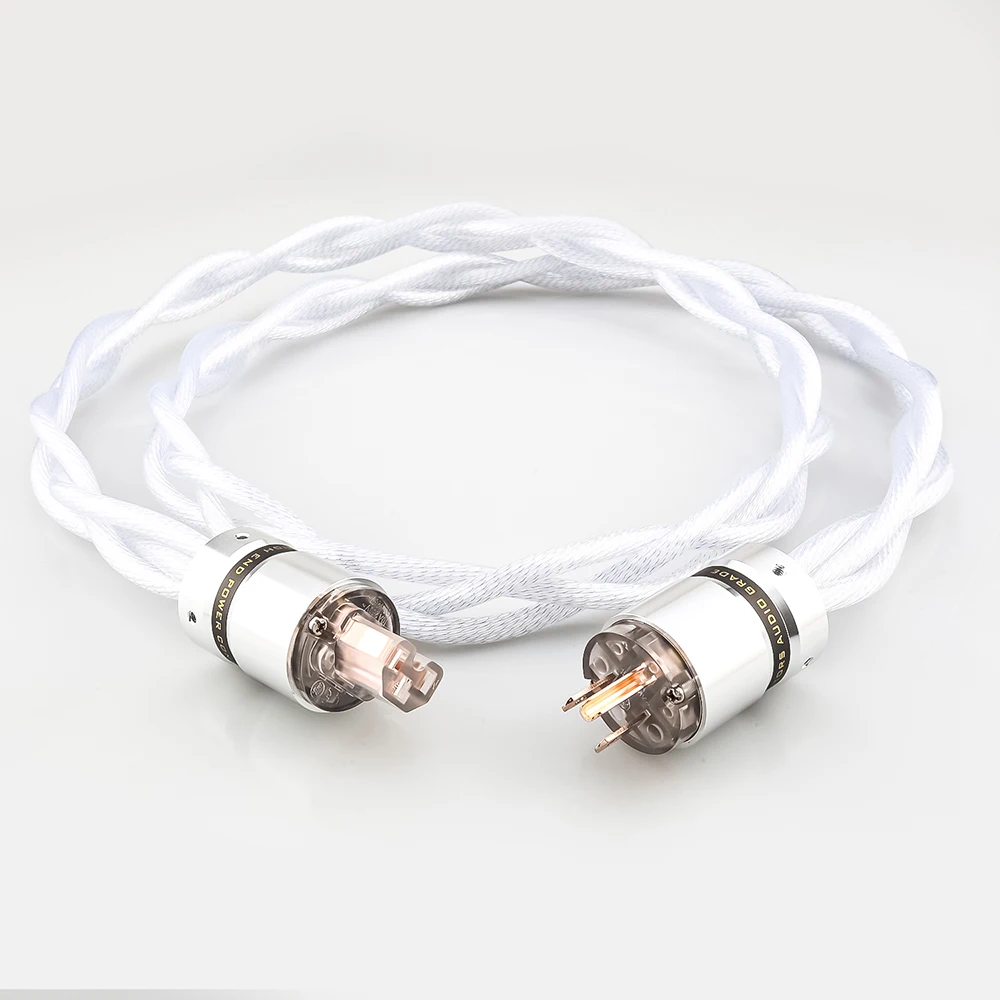 US / EU AC Audiophile Power Cable for Amplifier DAC Filter HIFI Silver Power Cable A58 OCC Silver Plated Audiophile