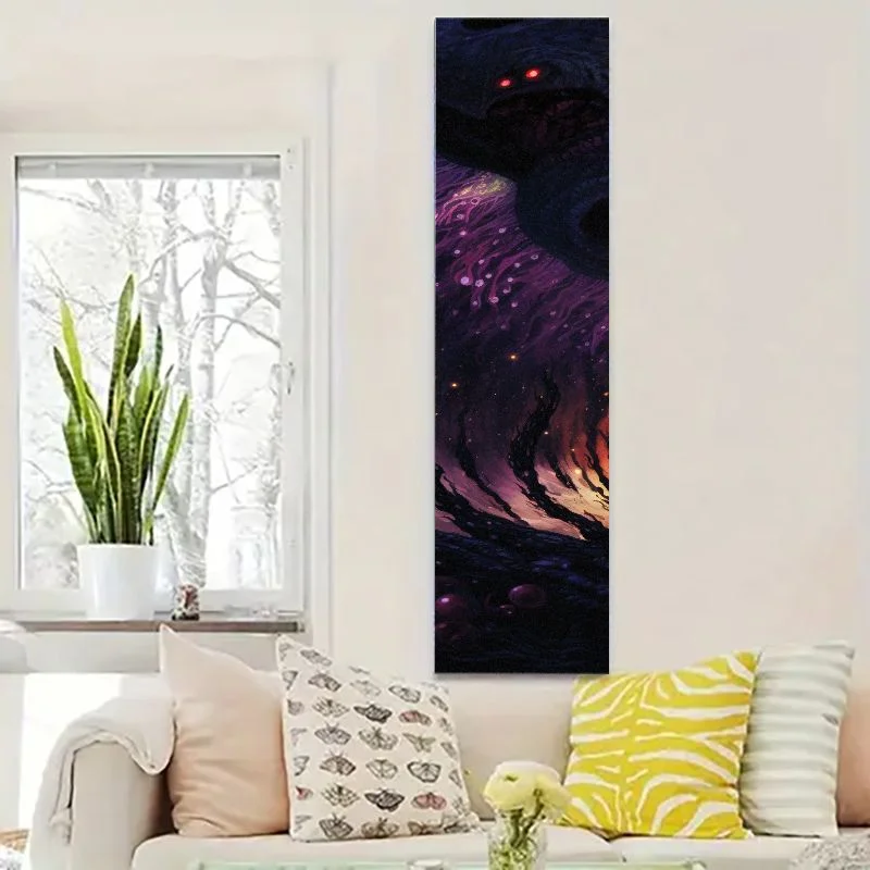 VIKAMA Vertical Fantasy Sky Tapestry, Blue Moon Ocean Cliff Wall Hanging Dreamy Bedroom Living Room Decor