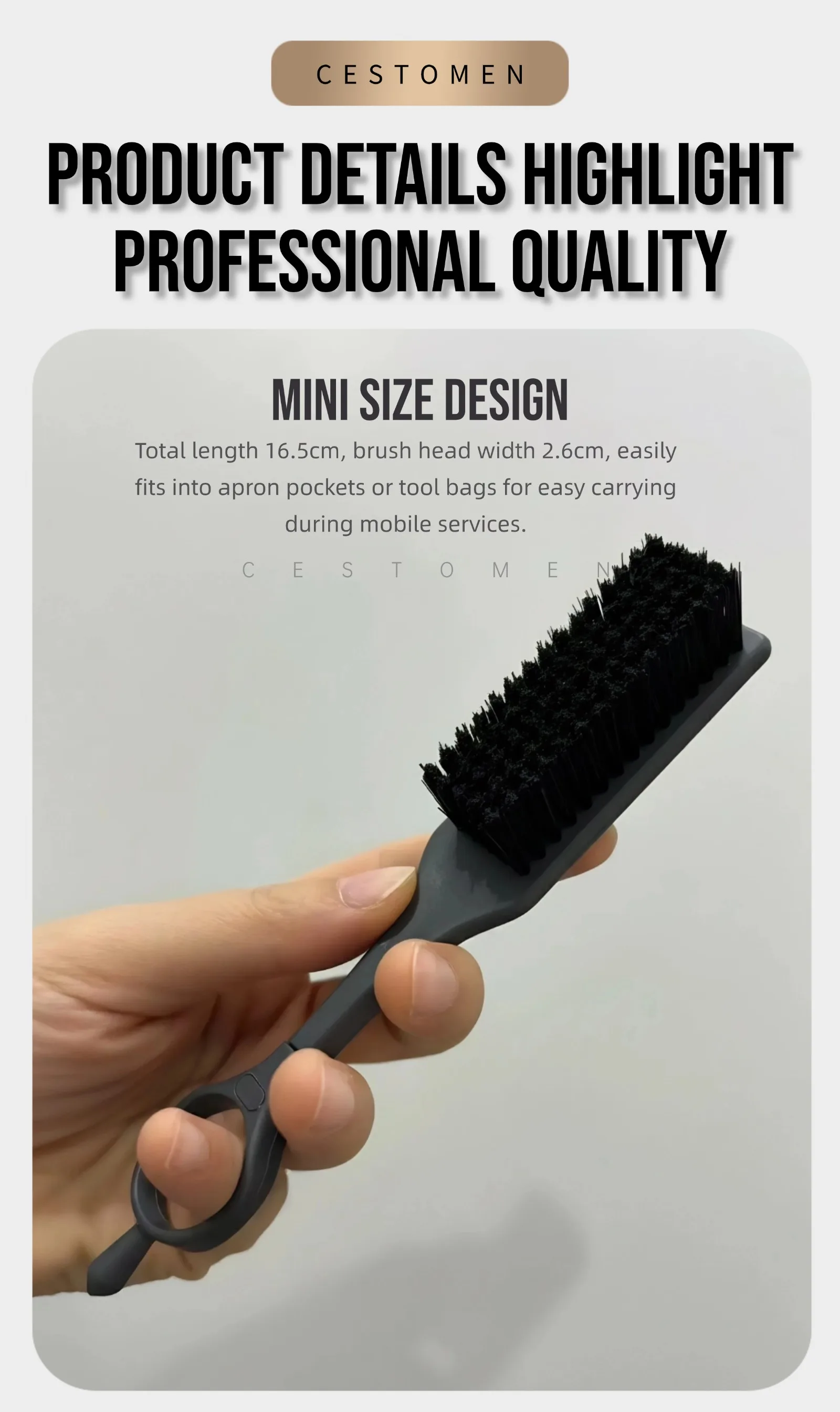 3-teiliges neues Profi-Friseurwerkzeug-Set, drehbare Doppelzahn-Haarschneidekämme, rotierende Mini-Fade-Haarbürste, antistatischer Taper-Kamm zum Stylen – Detail 19