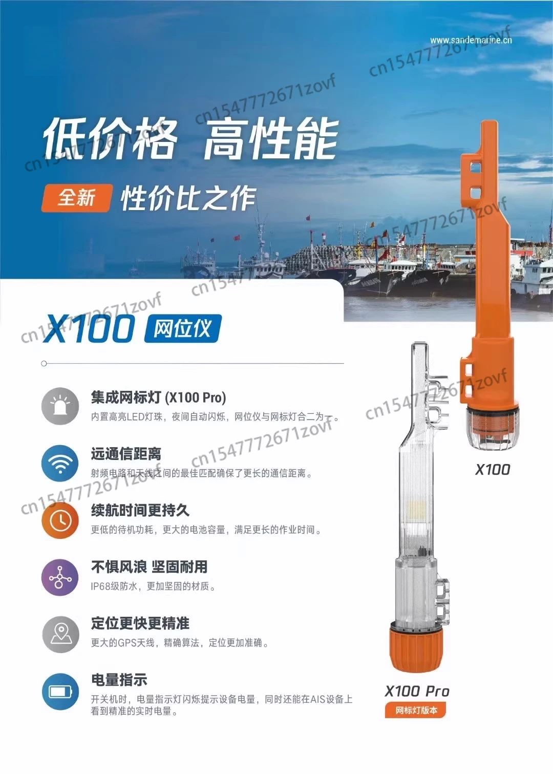 Net Position Indicator X100X100 P RO with Flash Marine Positioning Fishing Net Mesh Marker Mesh Indicator Light