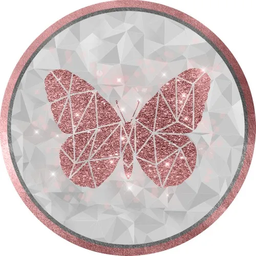 Ardizayn Butterfly Pink, 100x100 cm. Slip-Resistant Not Peel Leather Outsole Round Bath Mat, Mat