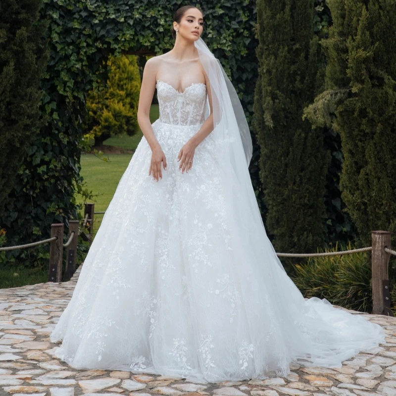 

Luxury White Dubai Arabic Mermaid Wedding Dresses Applique Beading Tull Crystal A-Line Court Train Wedding Dress